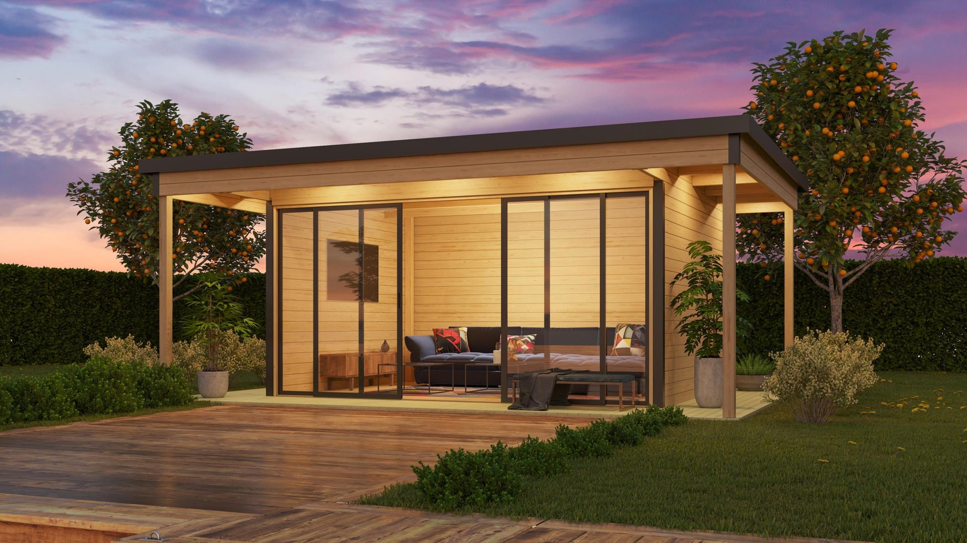 Tuinhuis-Blokhut Domeo 4 Loggia: 418 x 321,9 cm