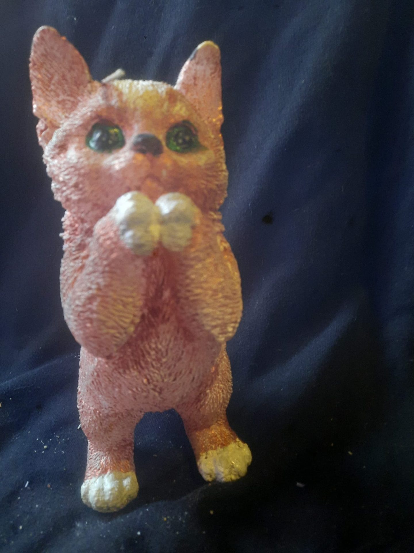 kaars smekend kat ros/wit