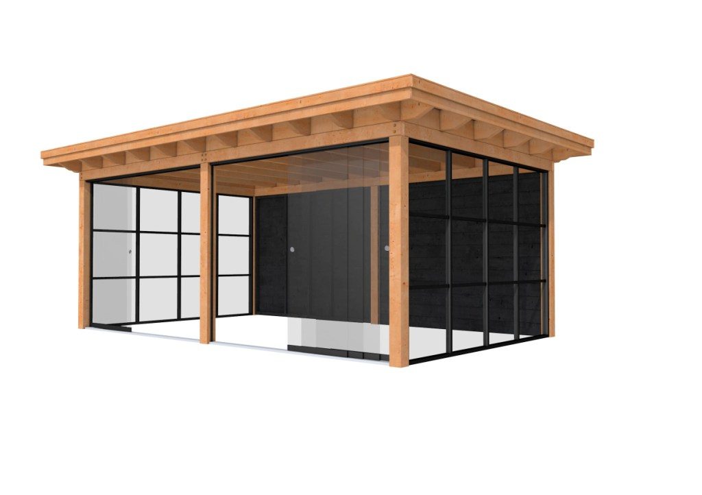 Tuinhuis douglas  Plat dak  Prestige 3: 700 x 360 cm