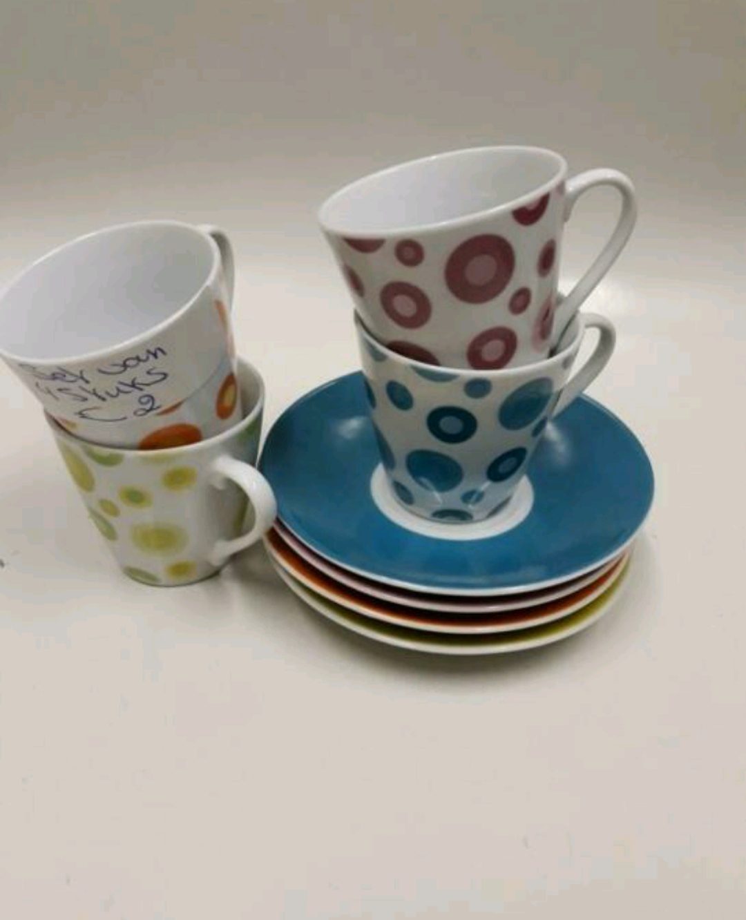 4 Espresso tasjes + 4 bordtjes
