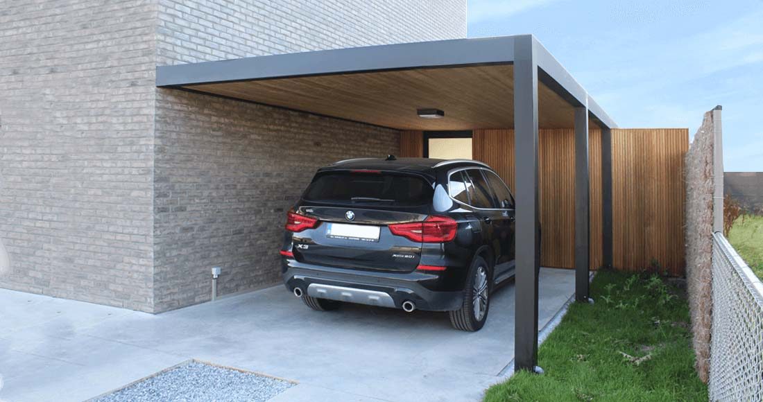 Strakke carport MALUWI -Aluminium in diverse standaard maten