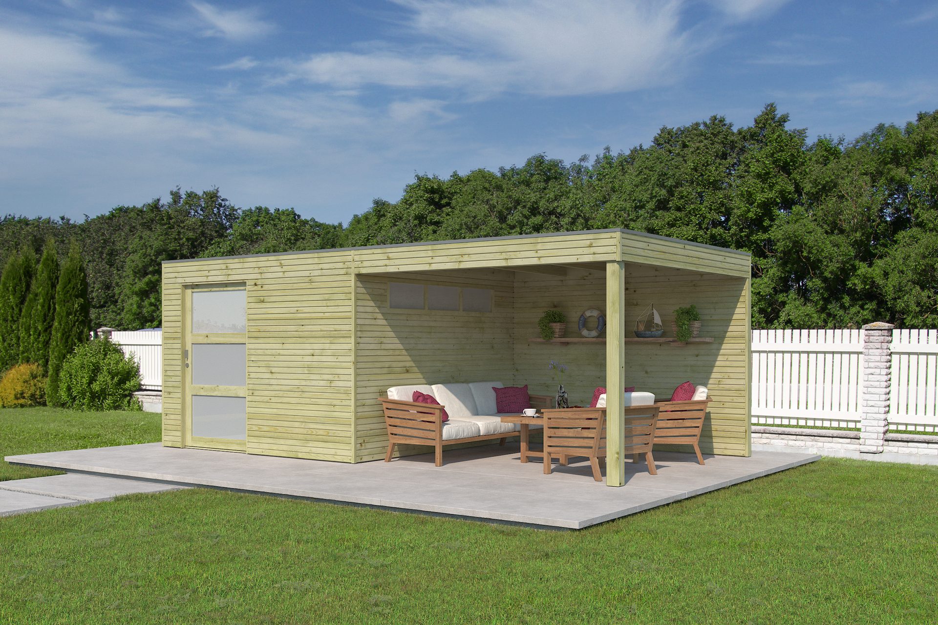 Nieuw modern tuinhuis met overkapping 7252EXT300IMG