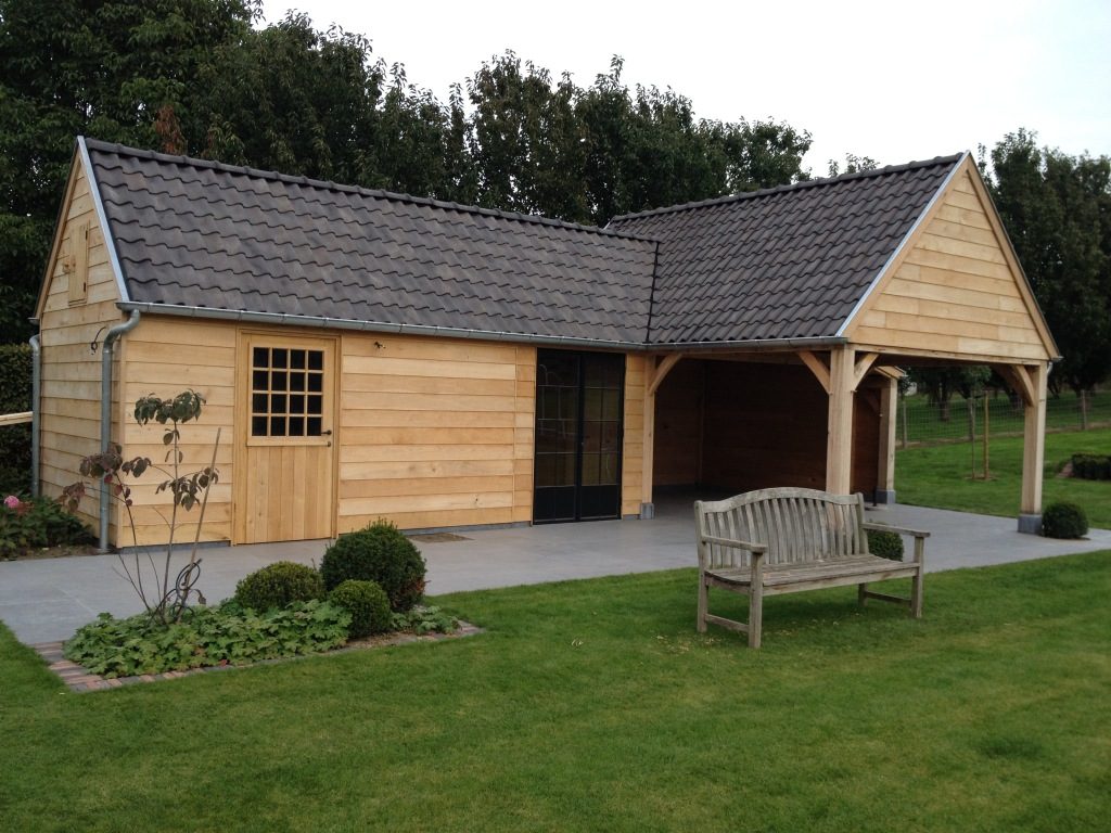 Eiken bijgebouwen, tuinhuizen en overkappingen op MAAT-MAATWERK