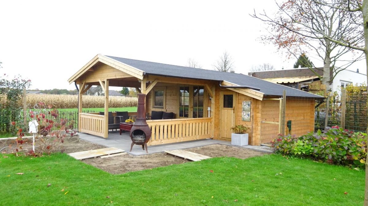 Tuinhuis- Blokhut 4x3+3Z: 495 x 340 x 265 (h) cm