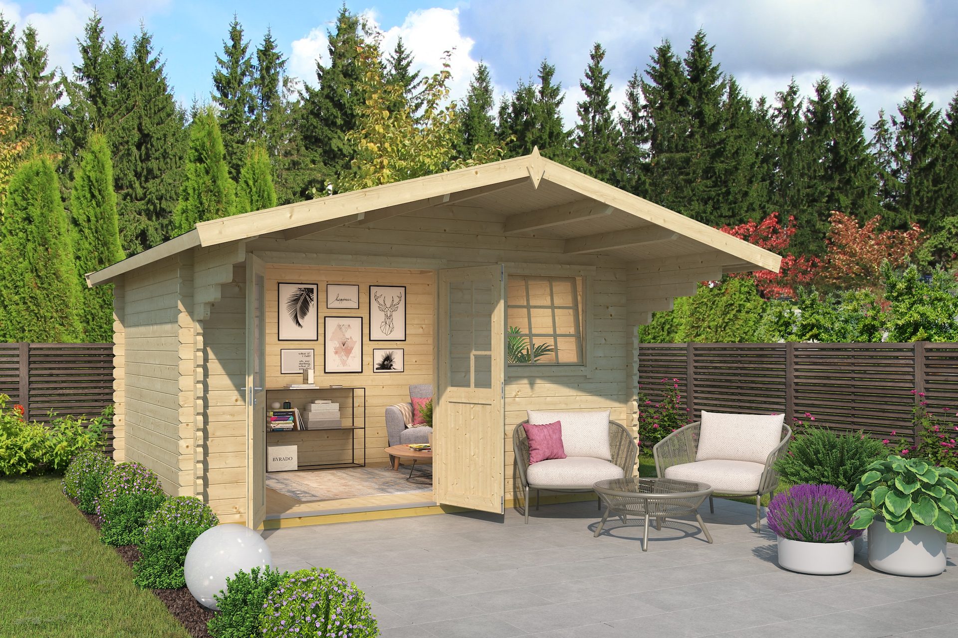 Tuinhuis-Blokhut Gotland 3E: 390x300 cm