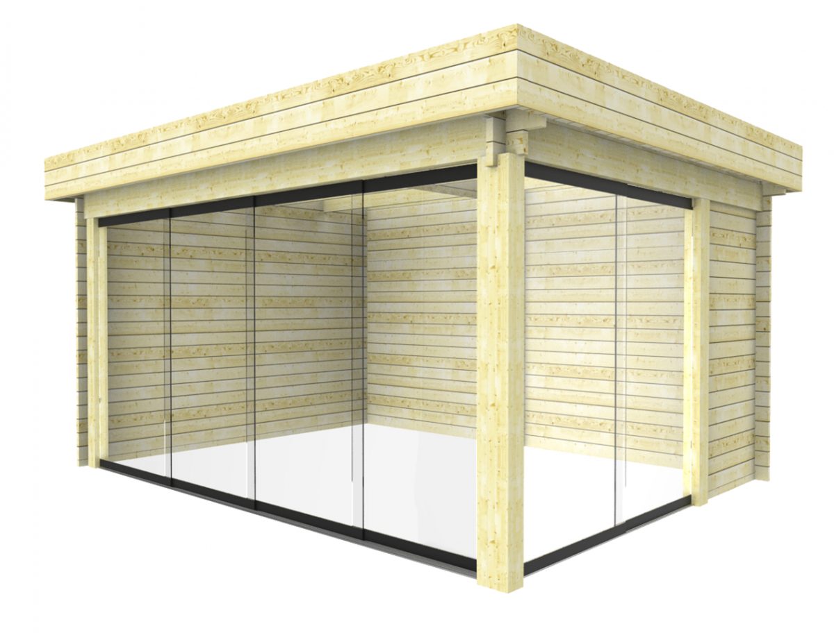 Tuinhuis-Blokhut G4434 MG - met glas: 448 x 340cm