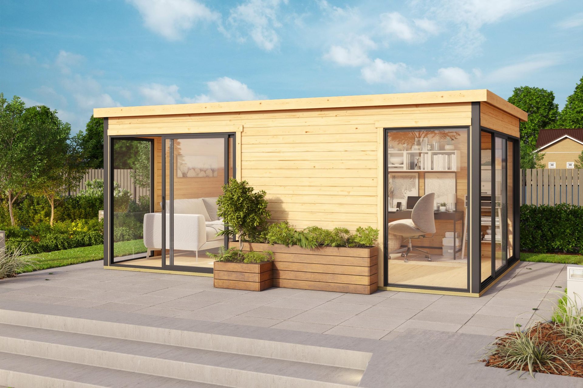 Tuinhuis-Blokhut Domeo 3 set: 508,8 x 321,9cm