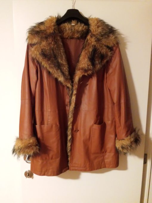 imitatie lederen vest met pels