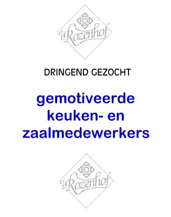 KEUKEN - EN ZAALMEDEWERKERS