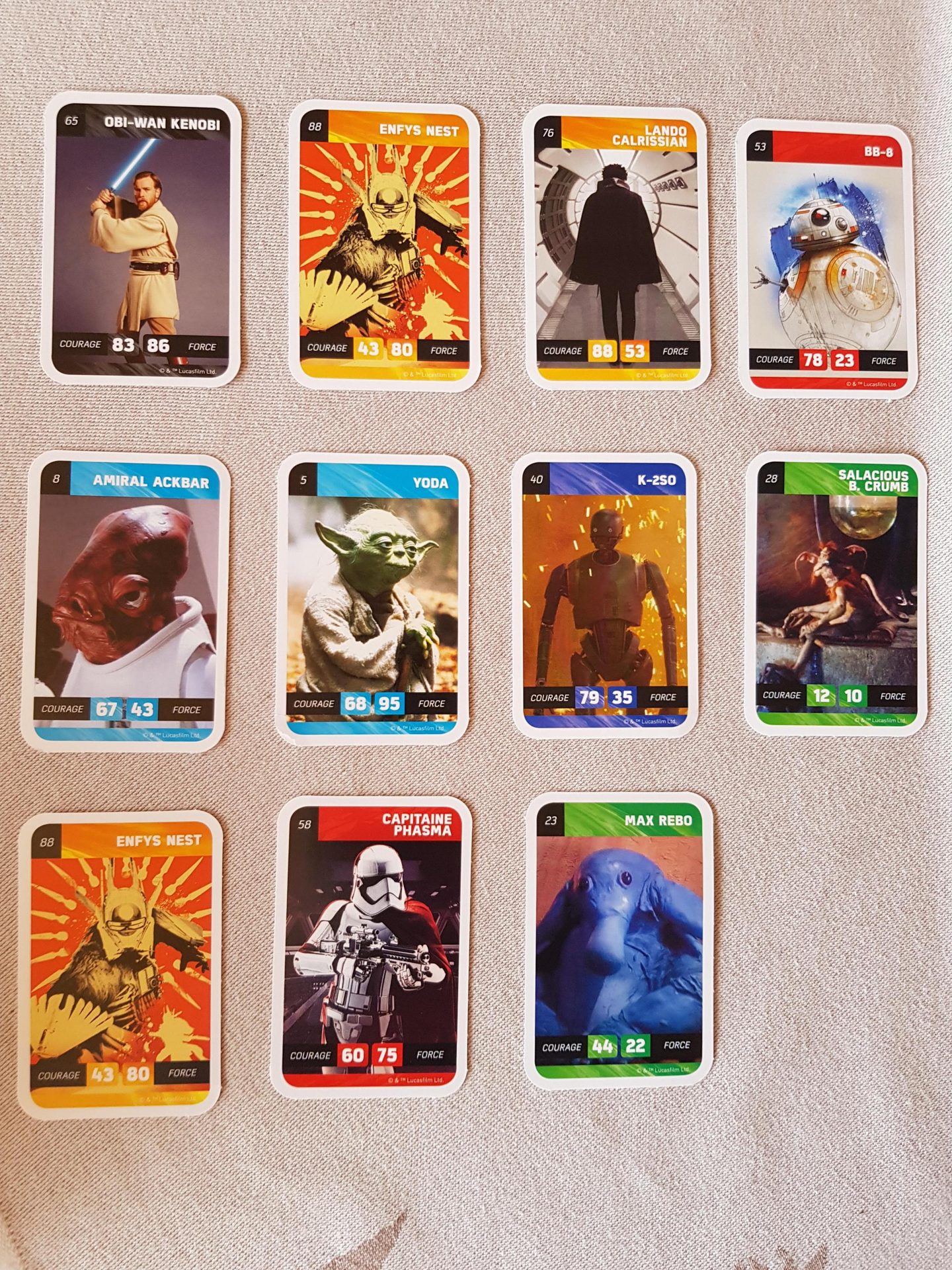 STAR WARS - kaartjes - set van 11