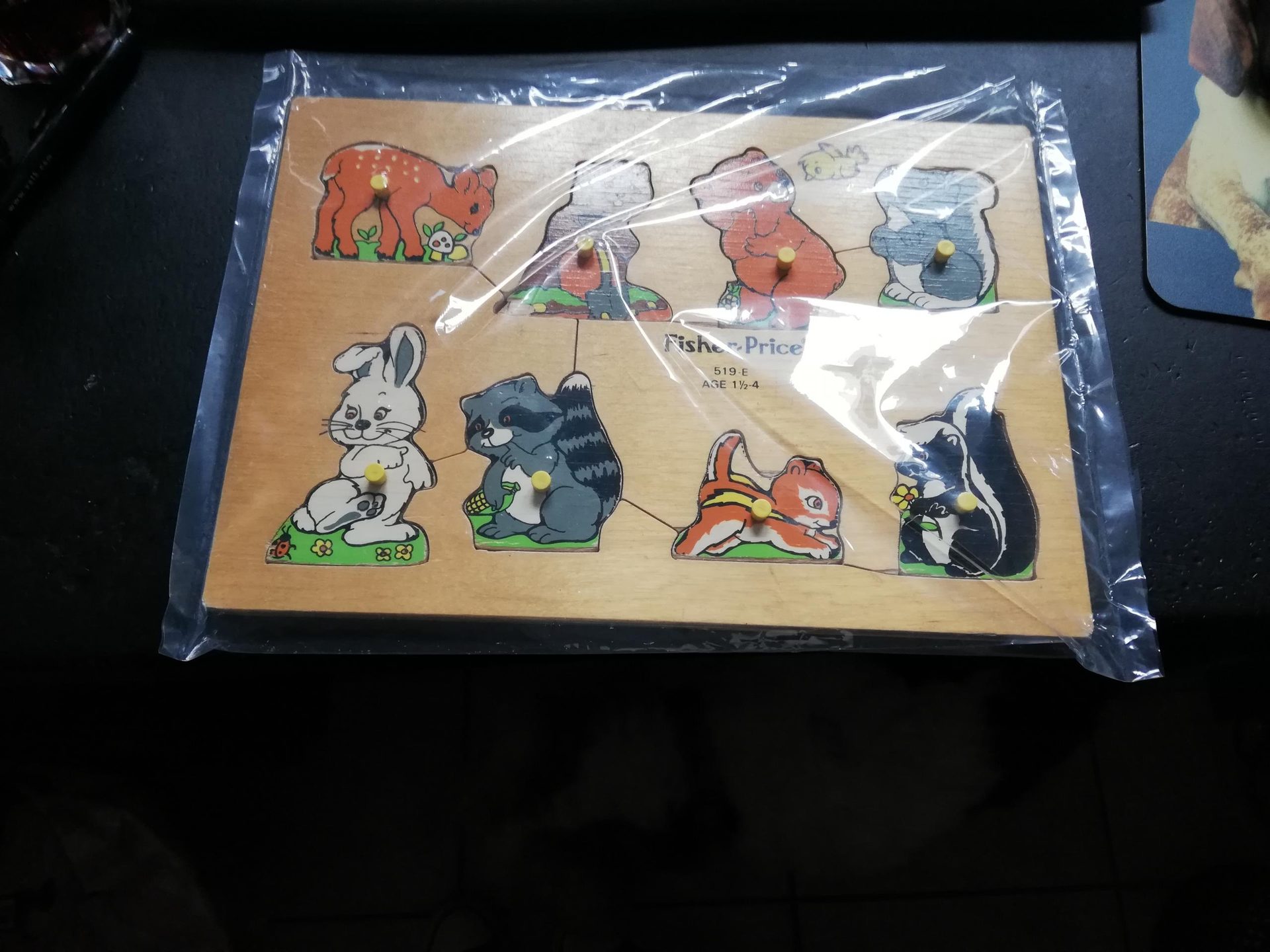vintage woodland animals puzzel in hout 519-e  periode 1977-1984 fischer price