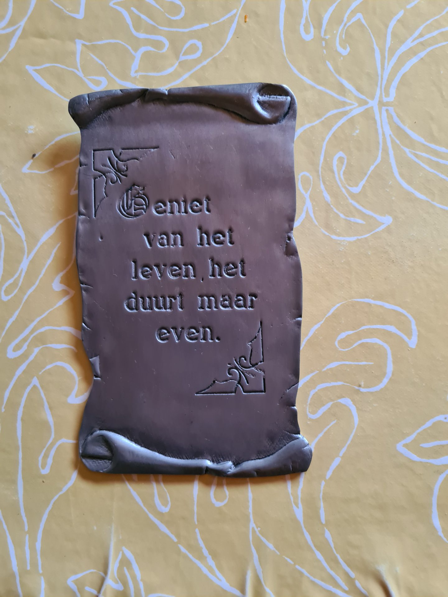 Decoratieve tinnen plaat "Geniet van het leven"