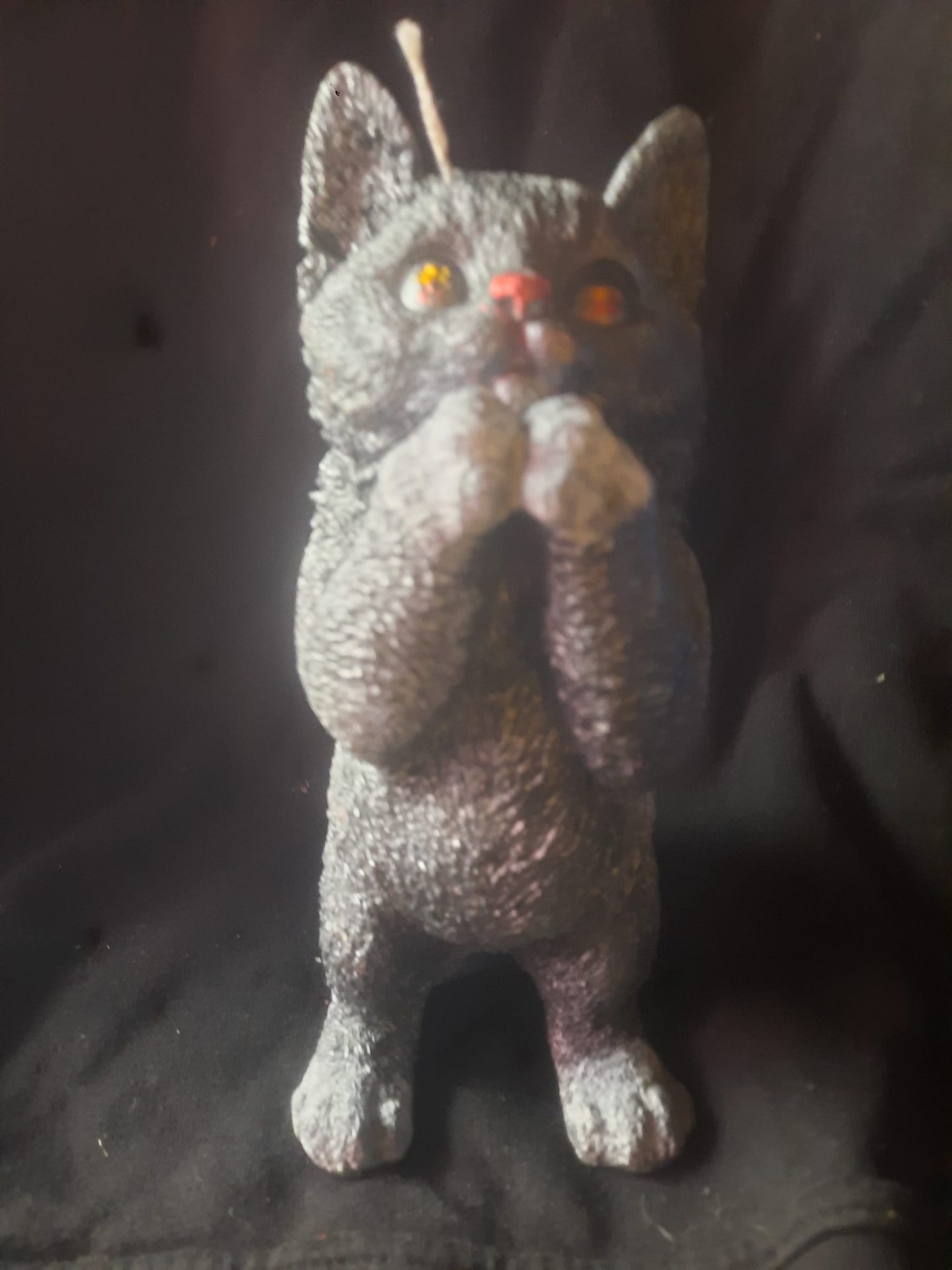 smekende kat kaars zwart/wit