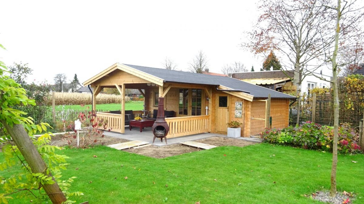 Tuinhuis-Blokhut 4x3+2Z: 495 x 340 x 265 (h) cm