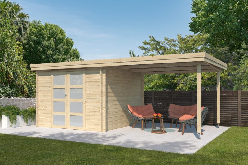 Nieuw modern tuinhuis met overkapping 3702EXT300