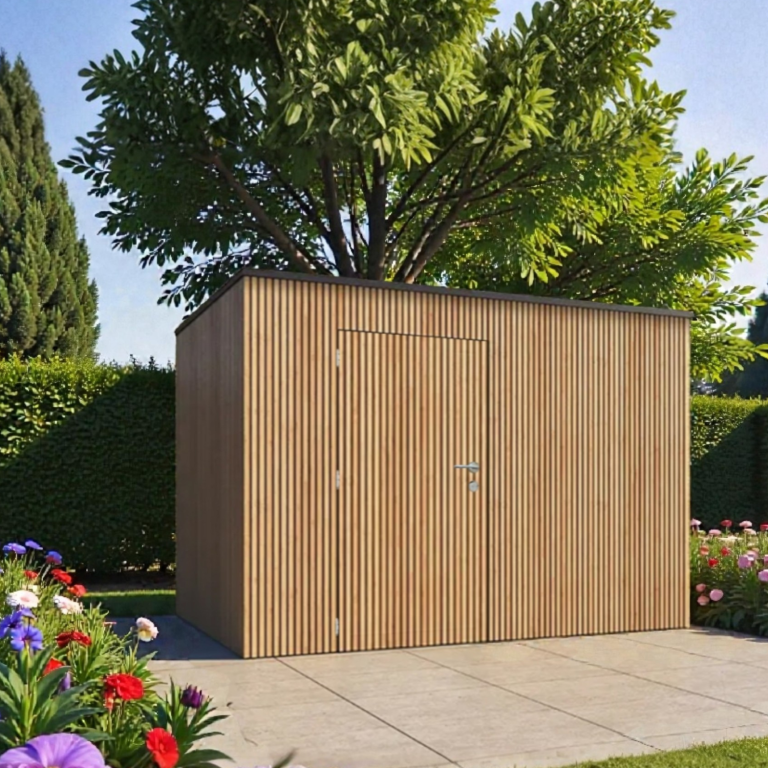 Moderne houten tuinhuis MAATWERK Box Coex - Kunststof tuinhuis