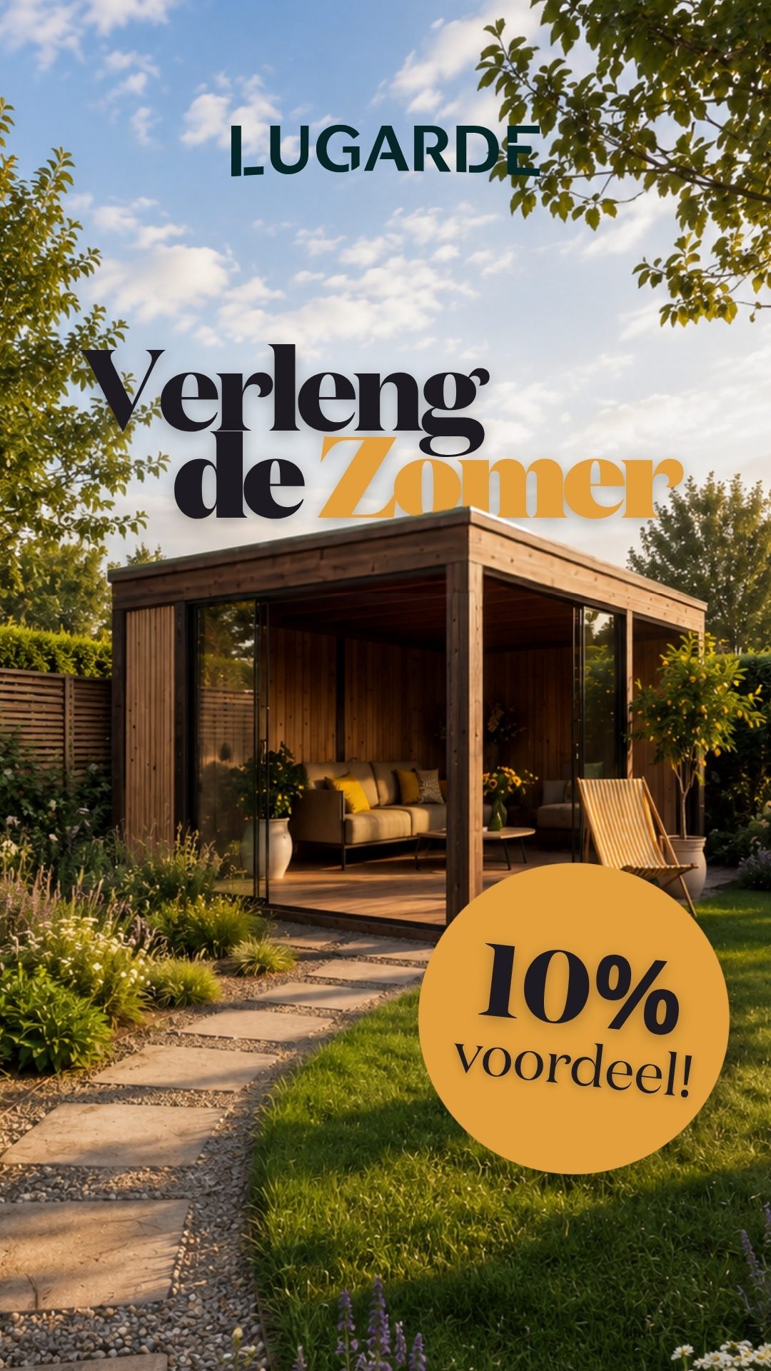 10% Korting op Maatwerk LUGARDE tuinhuizen.