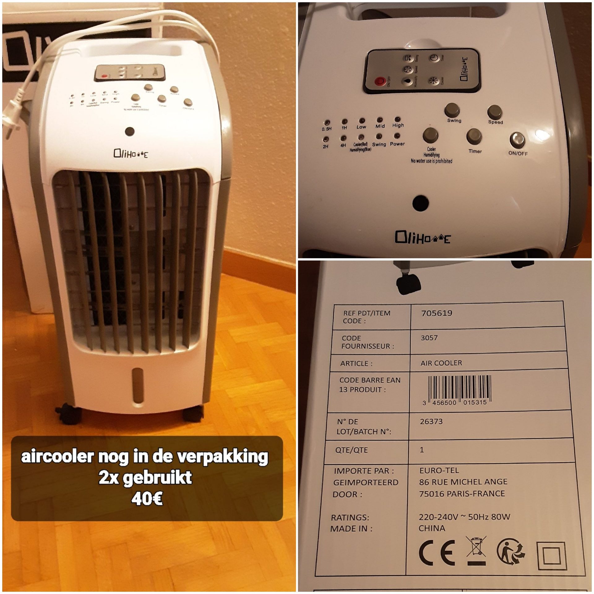 Aircooler nog in de verpakking, 2x gebruikt
