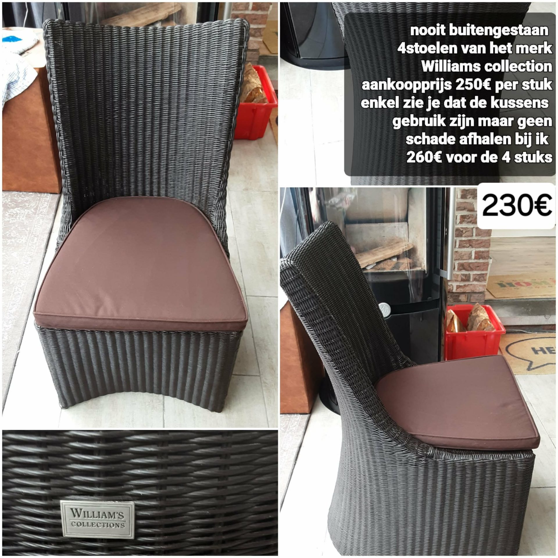 Set van 4 wicker tuinstoelen